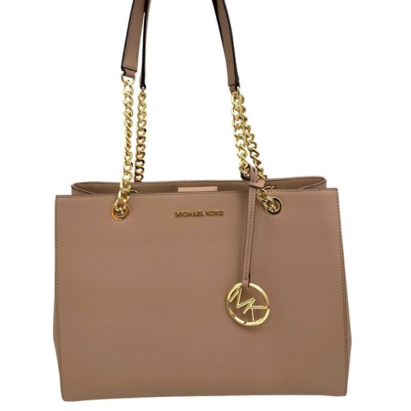 Michael Kors Susannah Blush Pink/Nude Saffiano Leather Large Shoulder Bag VGC - Picture 1 of 11